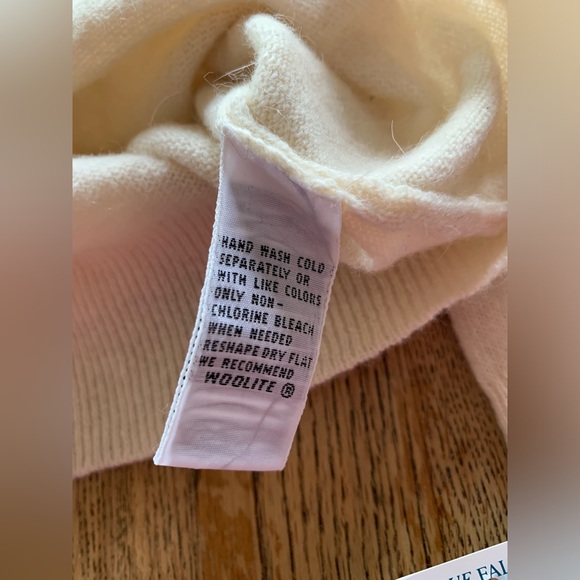 Vintage Ms Russ Sweater W/tags  2X Lambs Wool Angora Rabbit Nylon Cream FLAW* - Picture 6 of 10